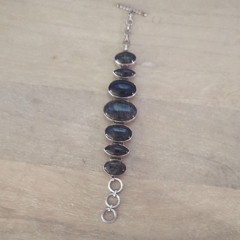 Tourmalated Quartz 925 Silver Bracelet
